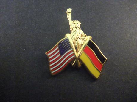 Vlag Amerika Duitsland met vrijheidsbeeld